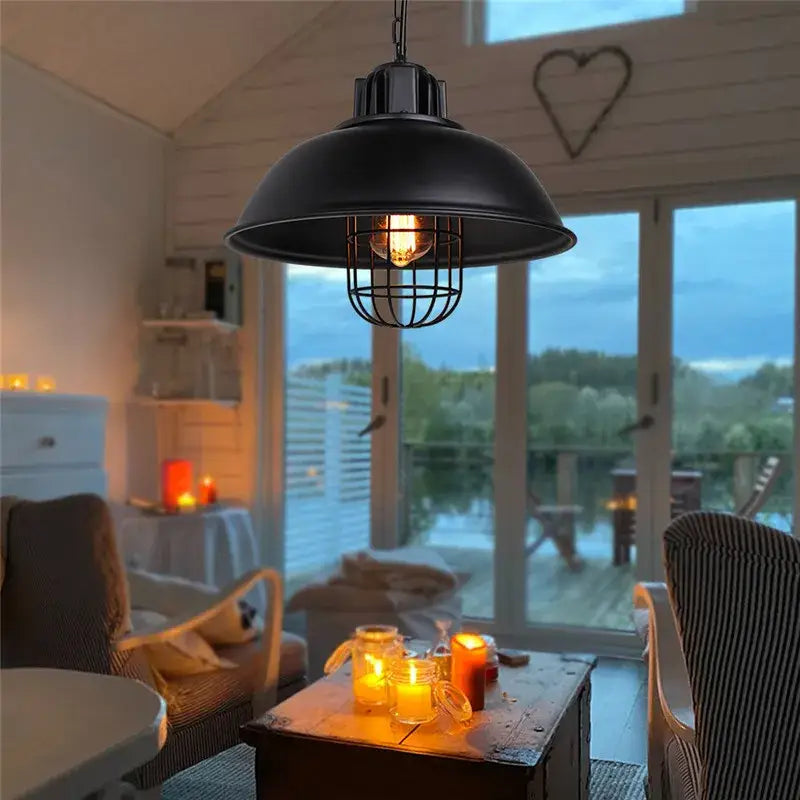 Industrial iron dome pendant light kitchen cafe decor