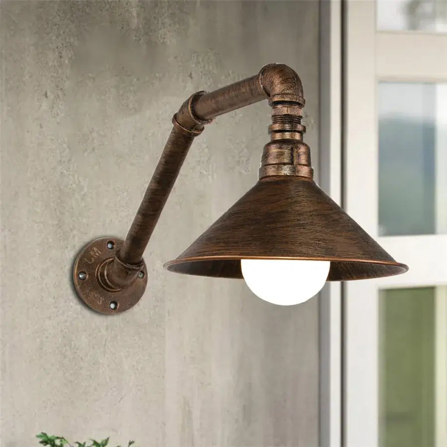 Industrial iron rust water pipe wall lights – living room sconce