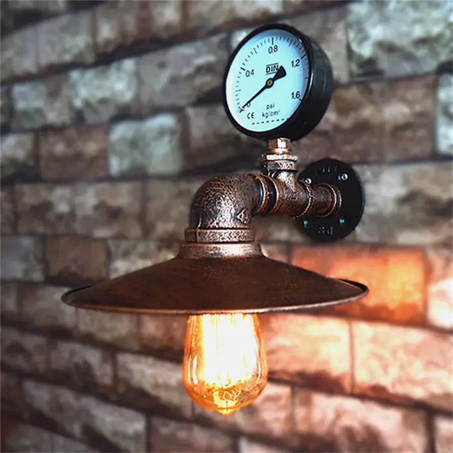 Industrial iron rust water pipe wall lights – living room sconce