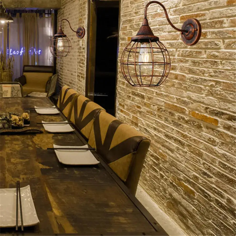 Industrial iron rust water pipe wall lights – living room sconce