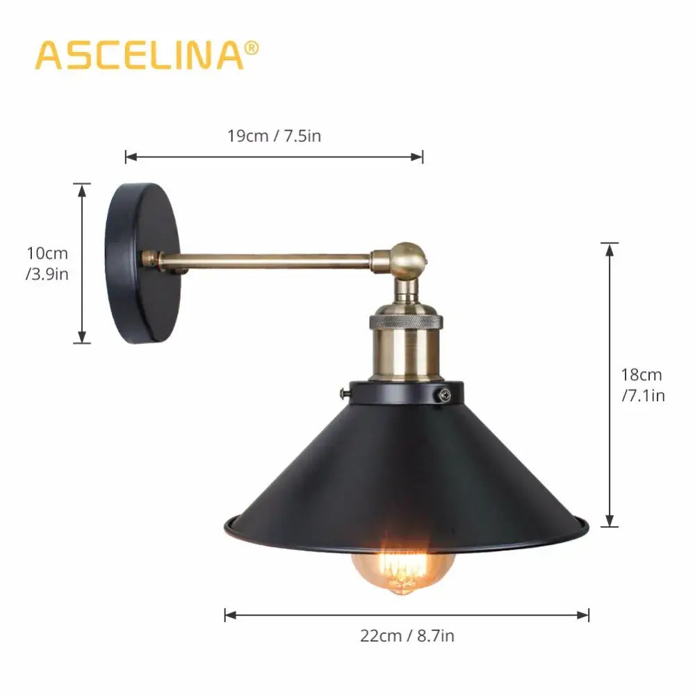Industrial matte black & brass wall sconce – living room lighting
