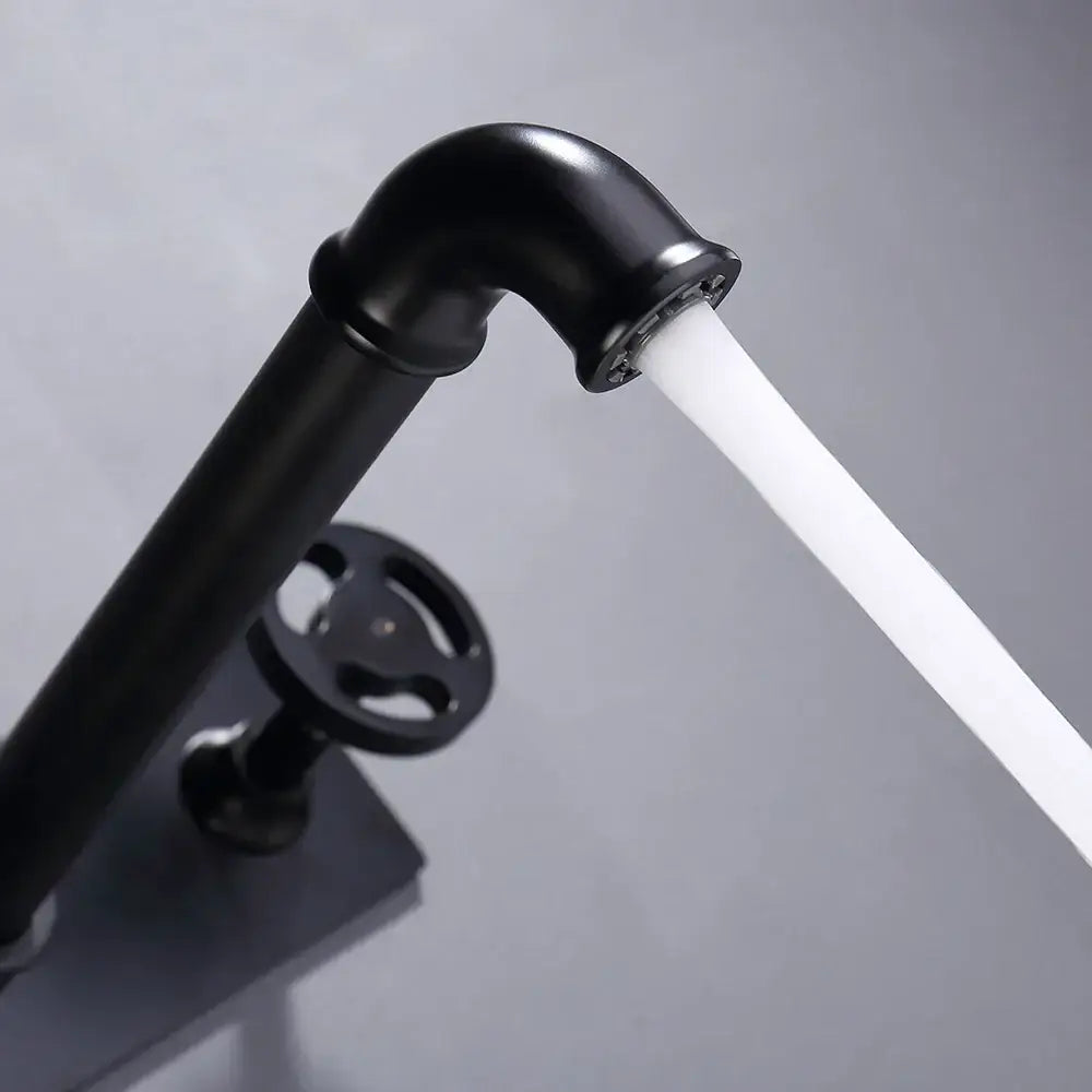 Industrial matte black dual handles basin faucet bathroom decor