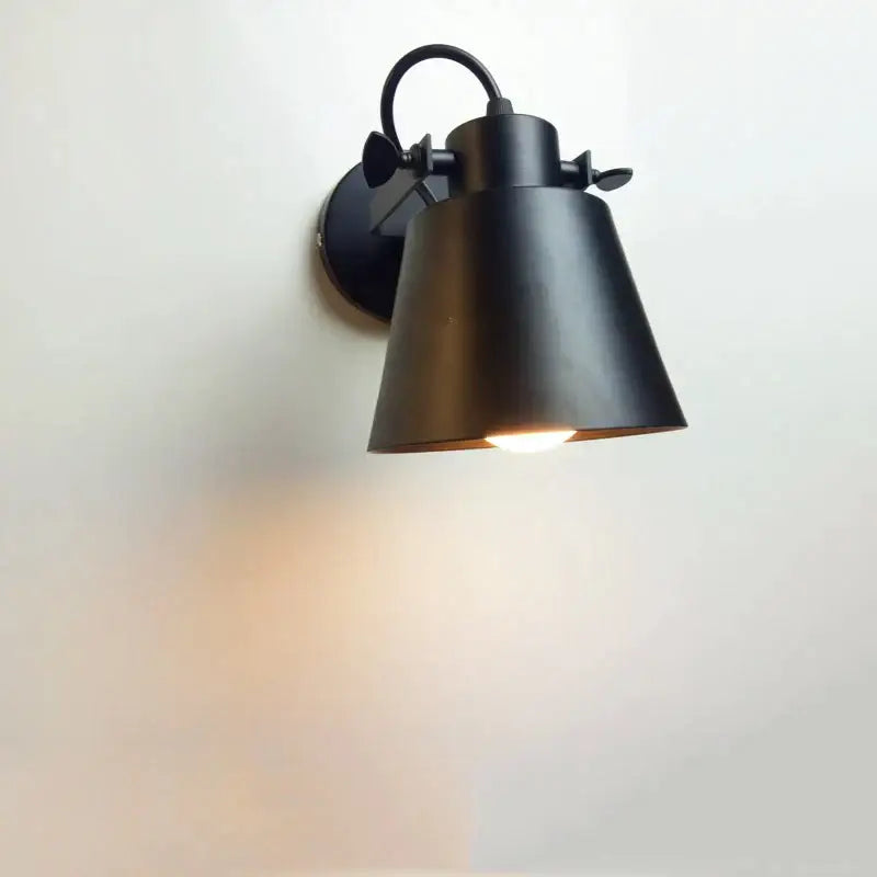 Industrial matte black iron loft edison wall light bedroom sconce