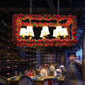 Industrial red flower rectangular island chandelier dining room light