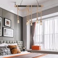 Industrial retro beige & light yellow rope exposed island light kitchen