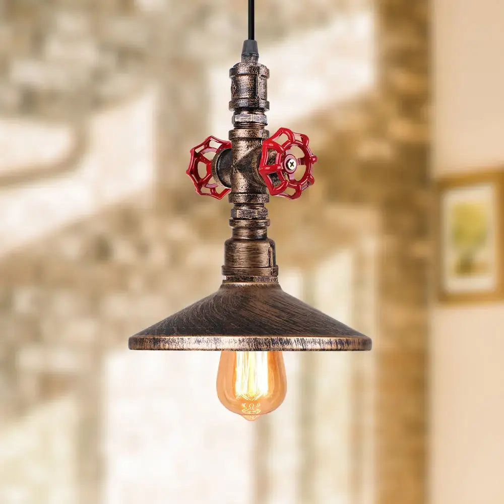 Industrial retro black & bronze water pipe pendant light kitchen fixture
