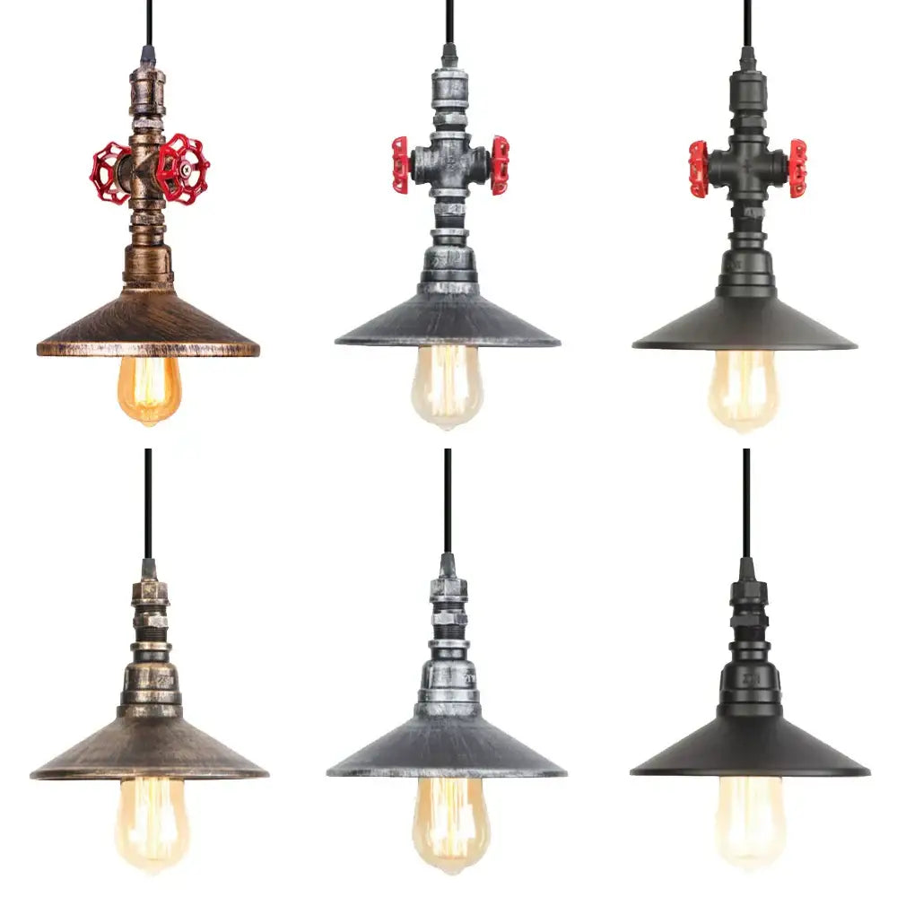 Industrial retro black & bronze water pipe pendant light kitchen fixture
