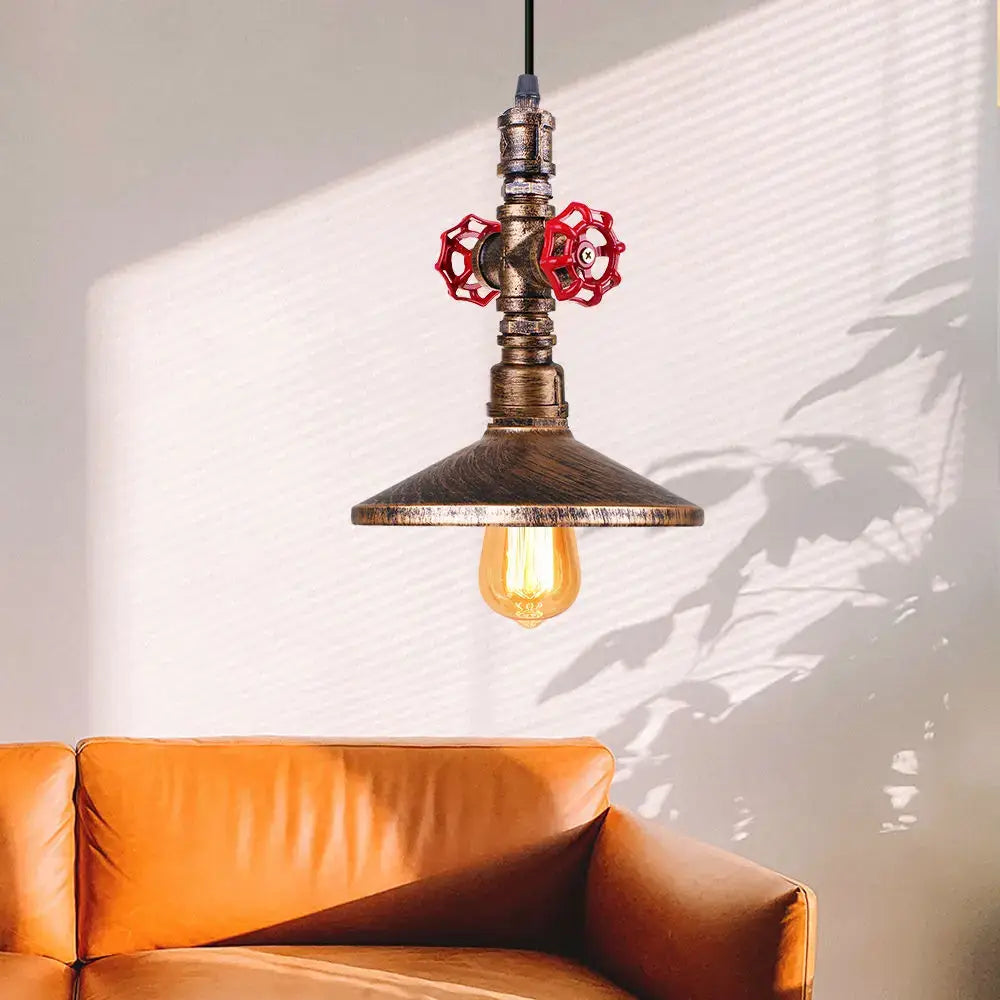 Industrial retro black & bronze water pipe pendant light kitchen fixture