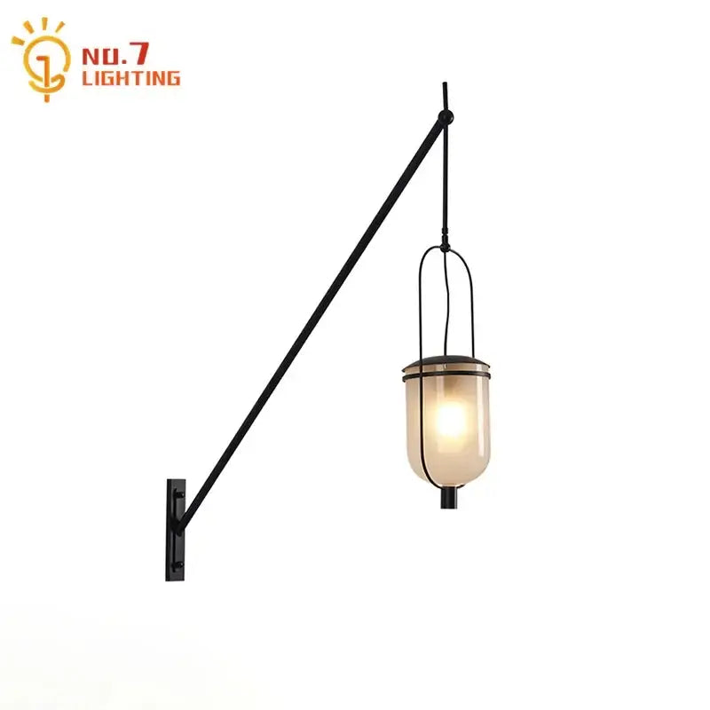Industrial retro black led wall lamp dining room lantern sconce