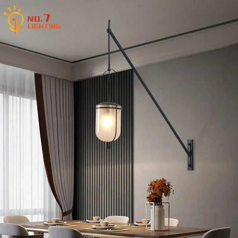 Industrial retro black led wall lamp dining room lantern sconce