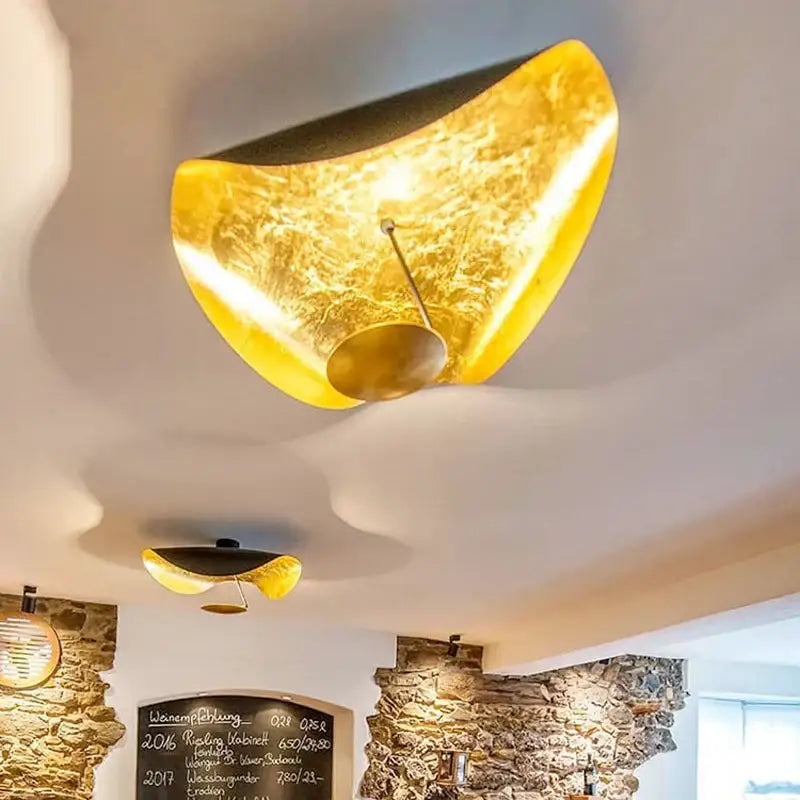 Industrial retro gold & black flying saucer hat ceiling lamp bedroom