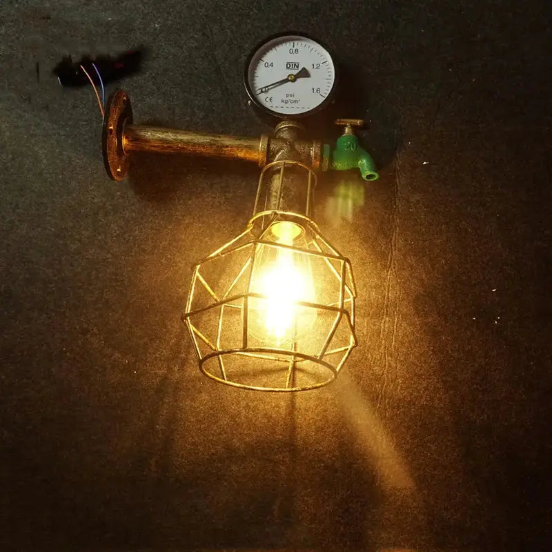Industrial retro wall light green faucet lamp for living room