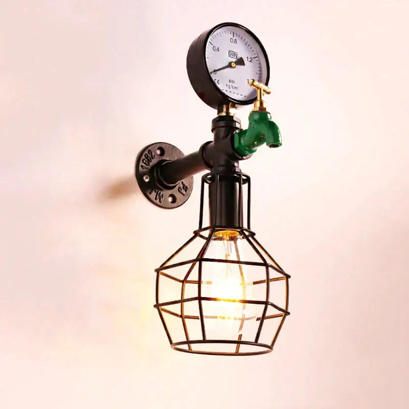 Industrial retro wall light green faucet lamp for living room