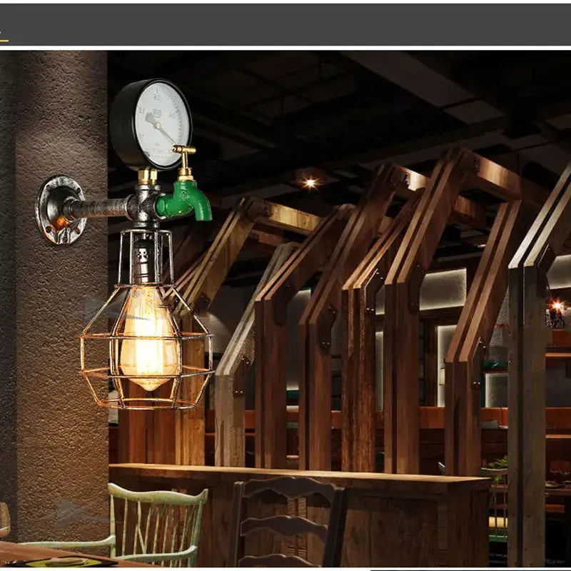 Industrial retro wall light green faucet lamp for living room