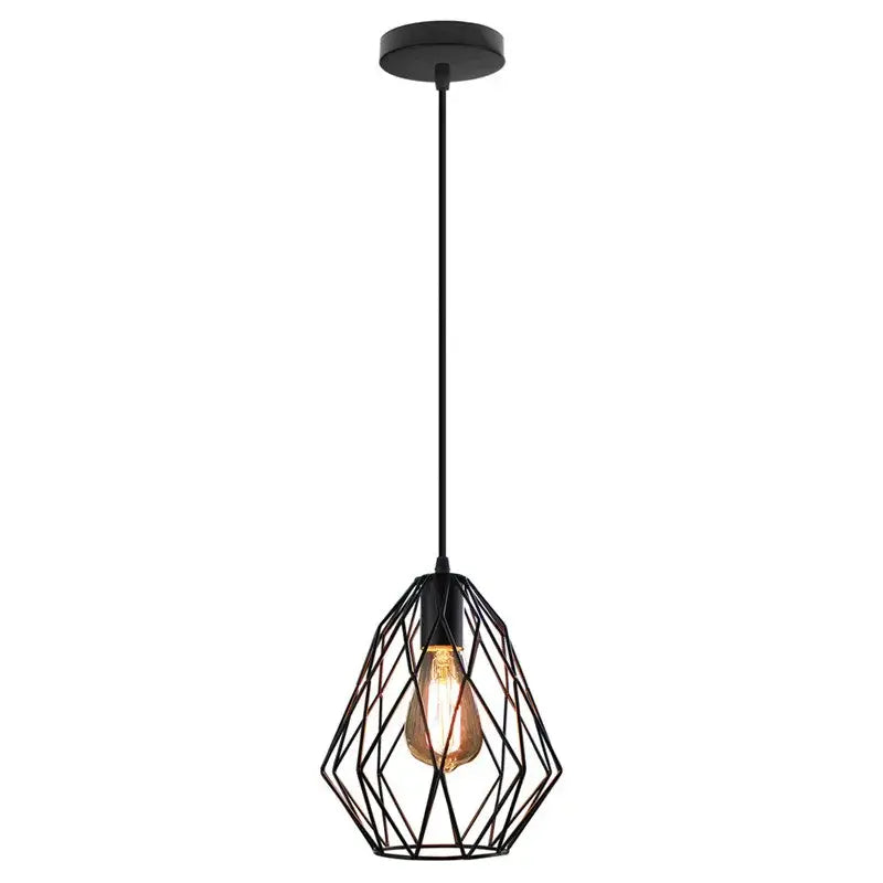 Industrial rose gold & black iron metal cage pendant – dining room