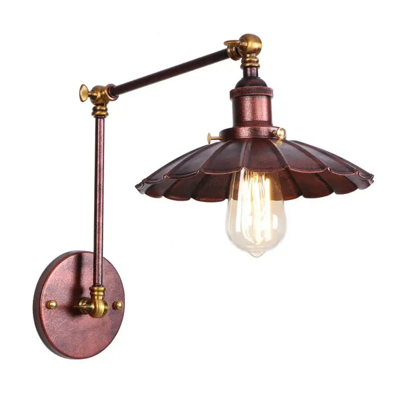 Industrial rustic antique brass & dark bronze wall sconce bedroom light