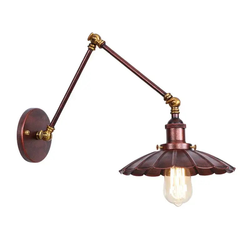 Industrial rustic antique brass & dark bronze wall sconce bedroom light