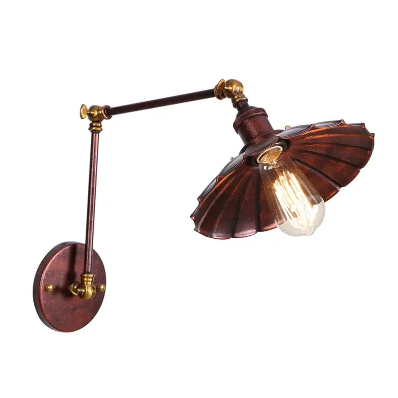 Industrial rustic antique brass & dark bronze wall sconce bedroom light
