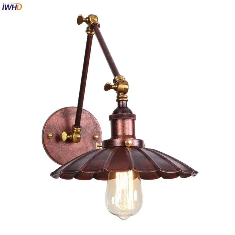 Industrial rustic antique brass & dark bronze wall sconce bedroom light