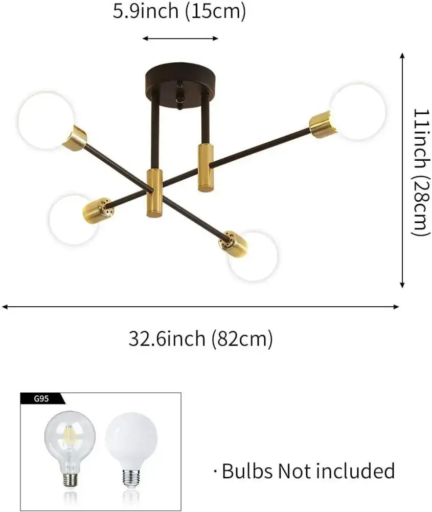 Industrial sputnik chandelier black & gold 6 light kitchen fixture