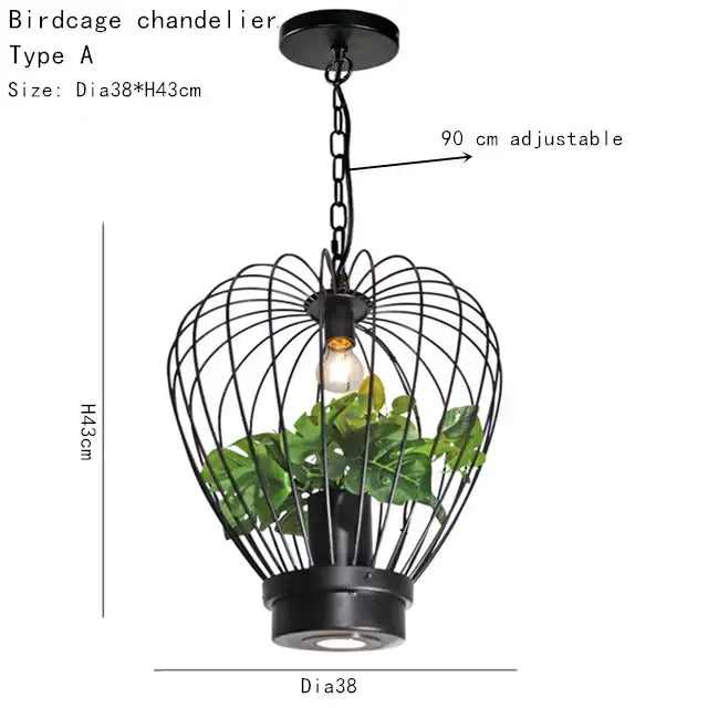 Industrial style planting black iron pendant lamp dining room