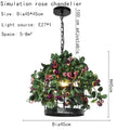 Industrial style rose chandelier dining room floral iron pendant