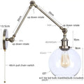Industrial swing arm loft lamp antique brass bedroom sconce