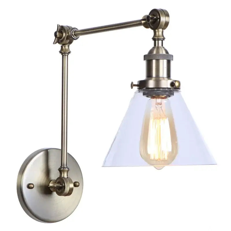 Industrial swing arm loft lamp antique brass bedroom sconce