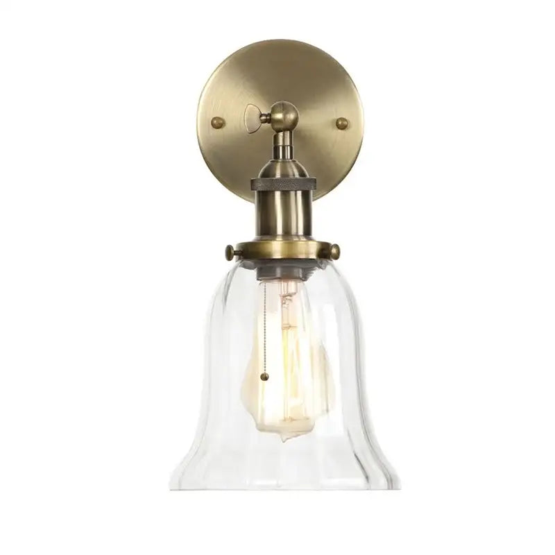 Industrial vintage antique brass wall sconce bedroom glass lamp
