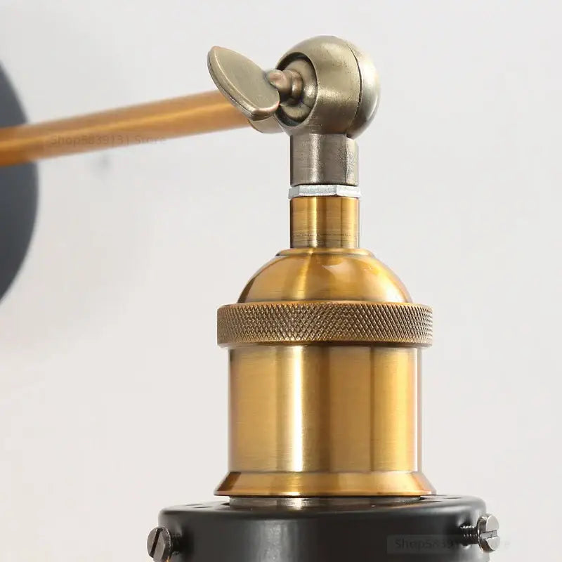 Industrial vintage black and brass wall sconce bedroom glass light
