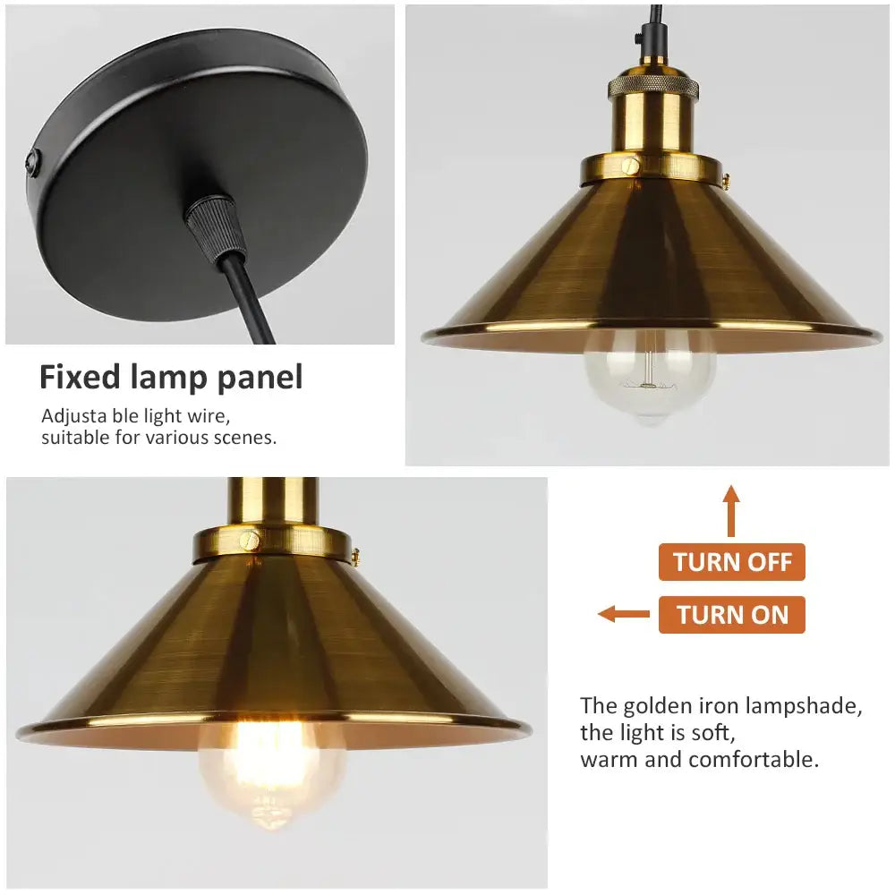 Industrial vintage black & brass pendant light dining room edison bulb