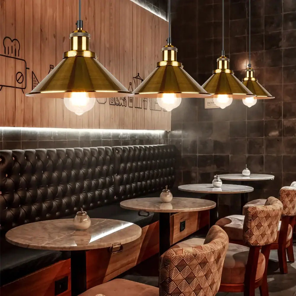 Industrial vintage black & brass pendant light dining room edison bulb
