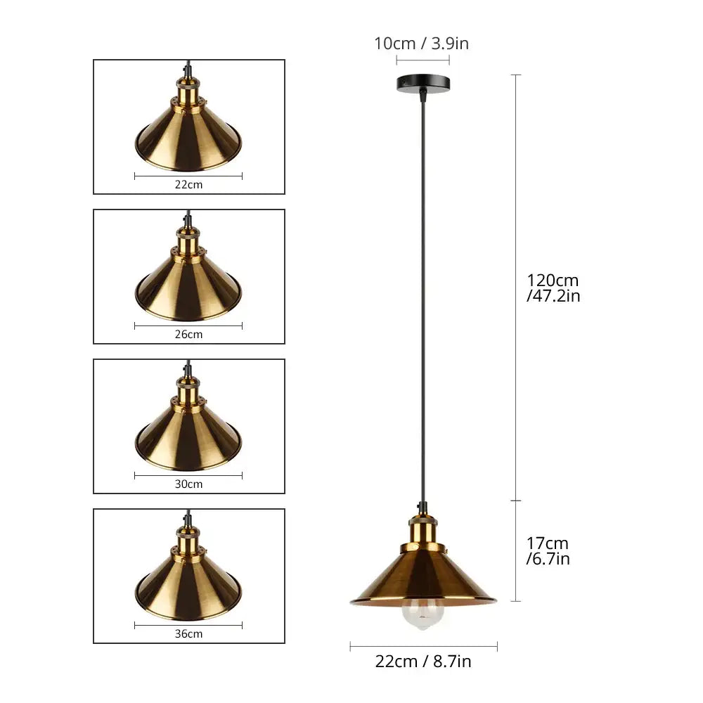 Industrial vintage black & brass pendant light dining room edison bulb