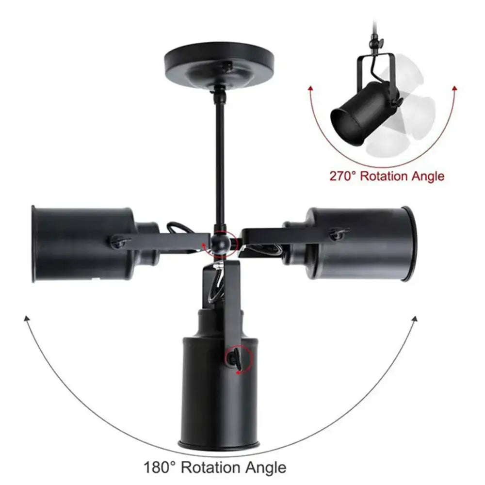 Industrial vintage black ceiling lights bedroom adjustable spotlight