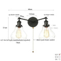 Industrial vintage black led wall lamp bathroom glass sconce