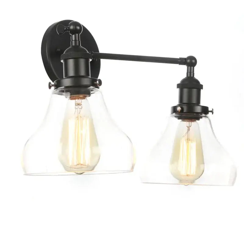 Industrial vintage black led wall lamp bathroom glass sconce