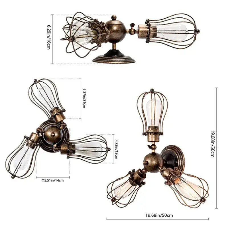 Industrial vintage black metal cage ceiling light for dining room