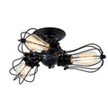 Industrial vintage black metal cage ceiling light for dining room