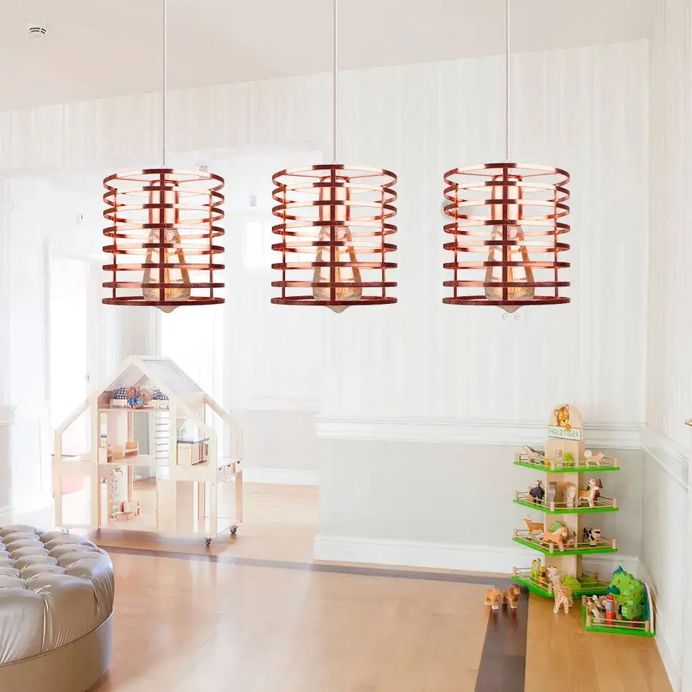 Industrial vintage black metal cage pendant light dining room set