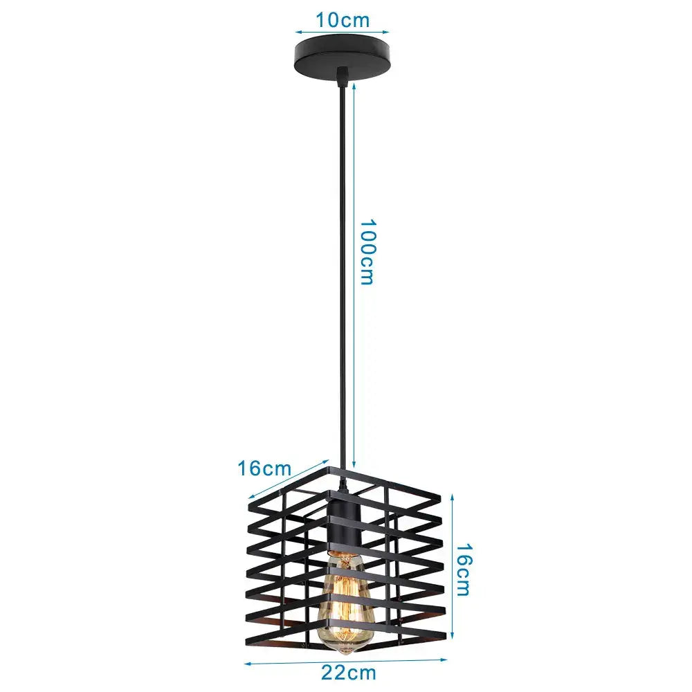 Industrial vintage black metal cage pendant light dining room set