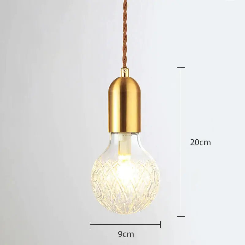 Industrial vintage brass glass pendant light dining room set of 2