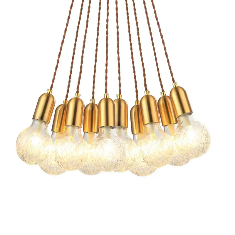 Industrial vintage brass glass pendant light dining room set of 2