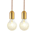 Industrial vintage brass glass pendant light dining room set of 2