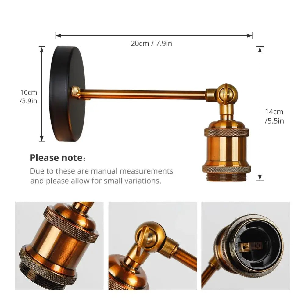 Industrial vintage brass wall sconce bedroom edison light
