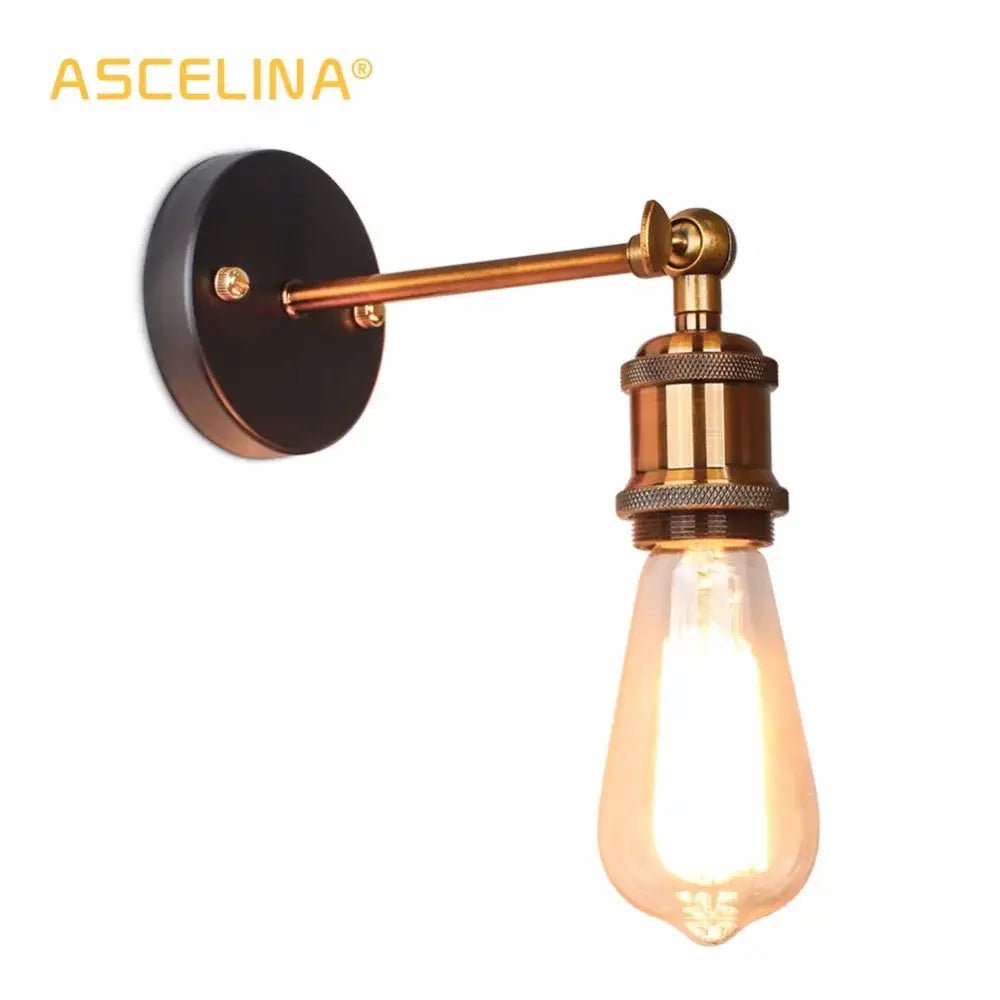 Industrial vintage brass wall sconce bedroom edison light