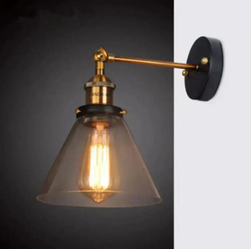 Industrial vintage brass wall sconce bedroom edison light