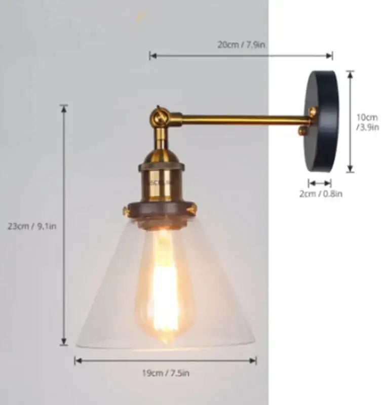 Industrial vintage brass wall sconce bedroom edison light