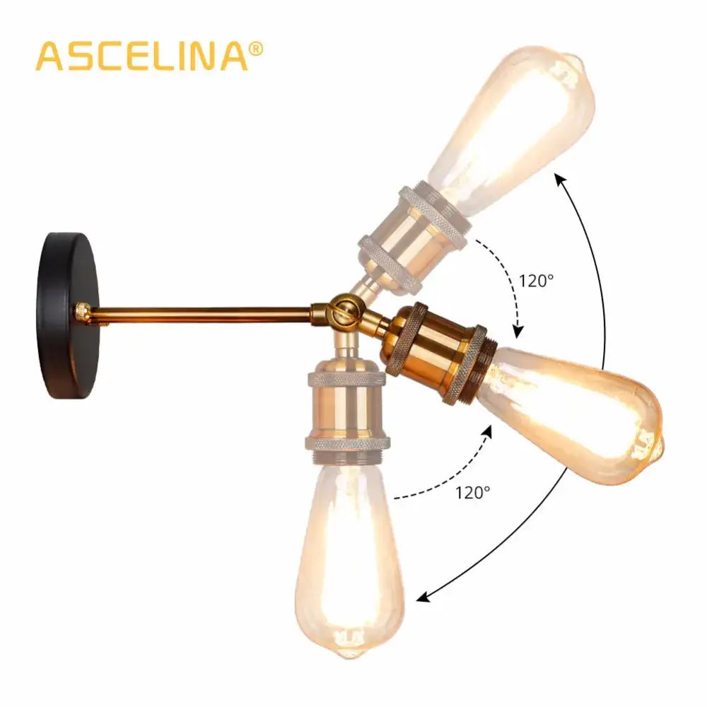 Industrial vintage brass wall sconce bedroom edison light