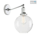 Industrial vintage brass wall sconce bedroom glass globe light