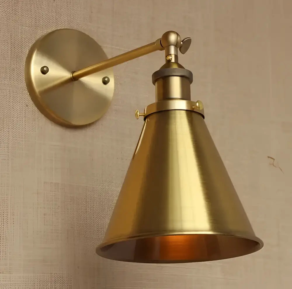 Industrial vintage brass wall sconce bedroom light with adjustable arm